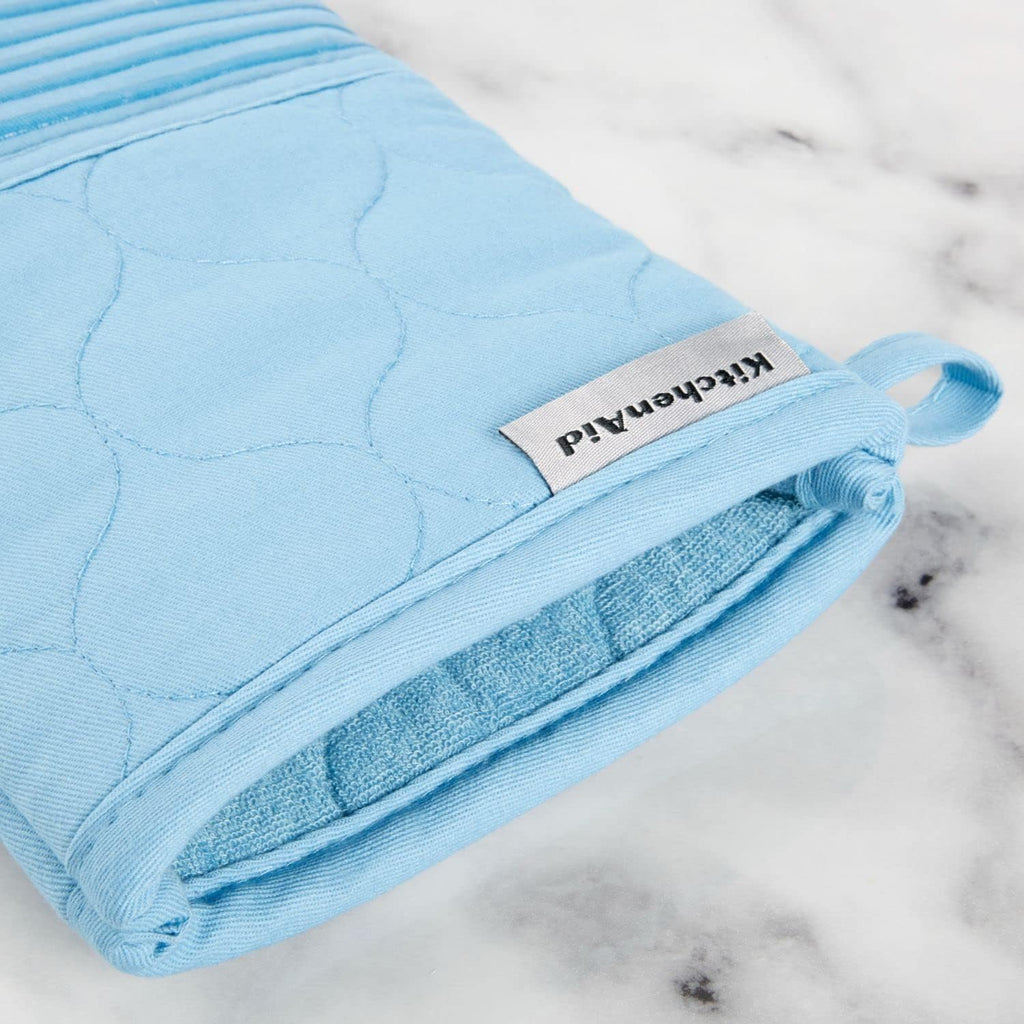 Quilted Cotton Terry Cloth Oven Mitt, Pot Holder, Kitchen Towel 4-Pack Set, Heat Resistant, Silicone Grip, Gift Set