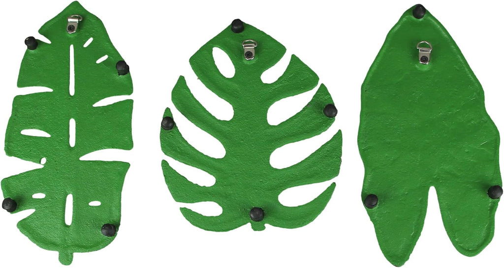 Cast Iron Trivets, 10 Inch Tropical Leaf Designs - Set of 3