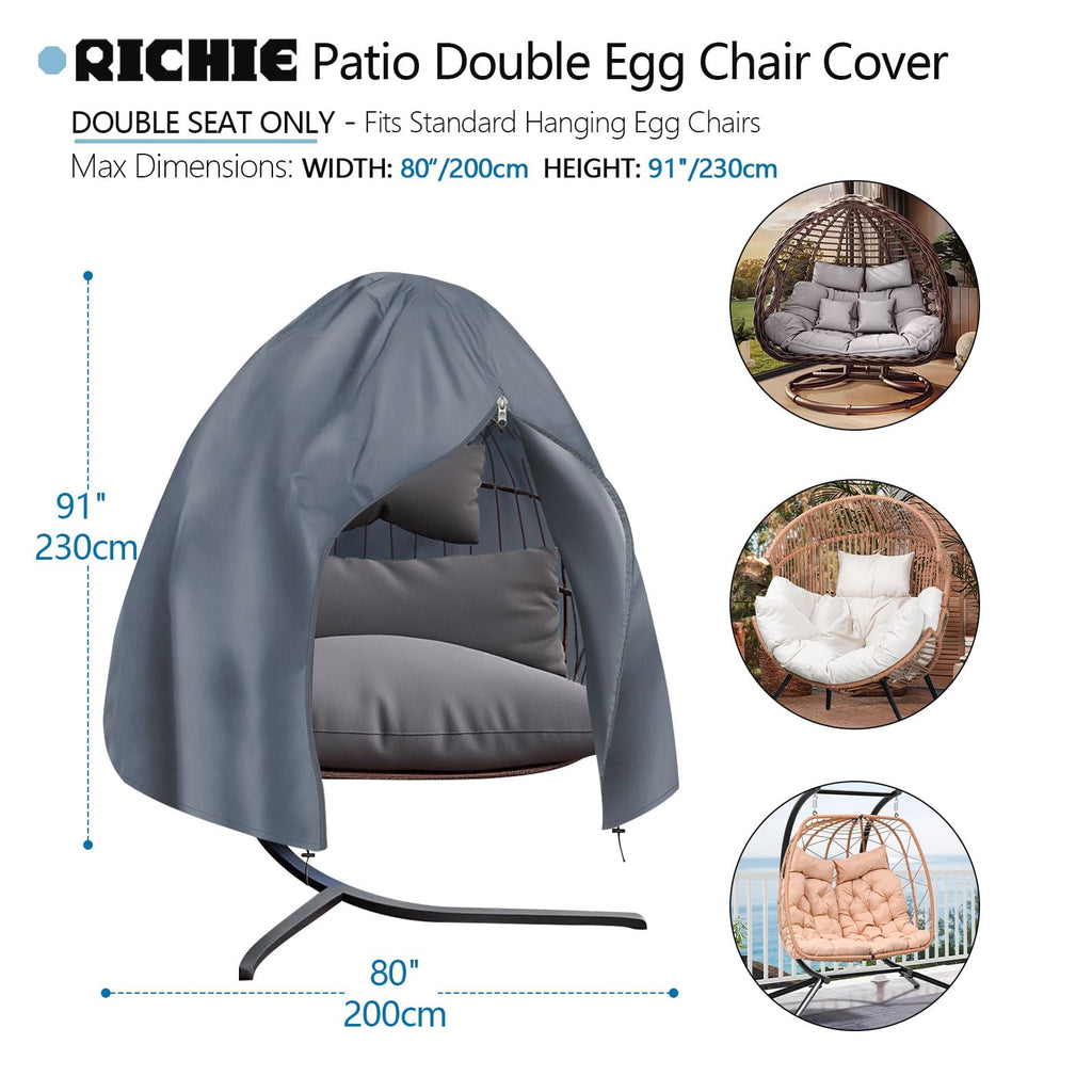Upgraded: 90"x78" Patio Egg Chair Covers Waterproof & UV Resistant, Heavy-Duty Zippered Cover for Outdoor Egg Swing