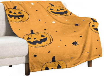Mystical Dripping Candle Crescent Moon Halloween Fleece Throw Blanket, Warm Witchy Decor Throw Holiday Gathering