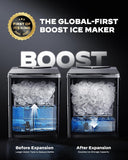 Countertop Ice Maker with Expanding Ice Basket, 9 Cubes in 6 Mins, 2.5L Ice Basket, Self-Cleaning Ice Maker with LED