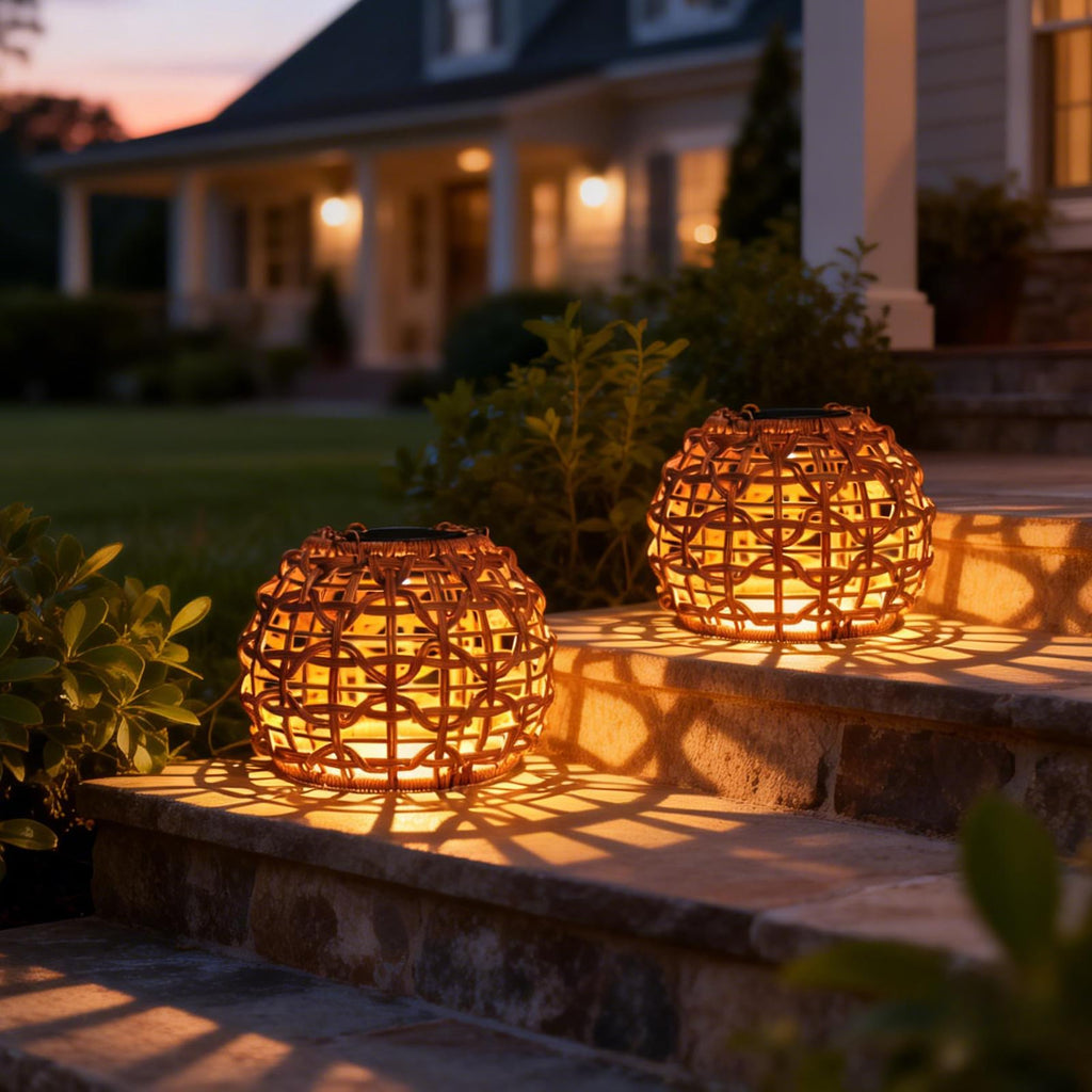 Hanging Solar Lanterns Outdoor Waterproof 2 Pack, Solar Chandelier Outdoor Hanging Lights for Outside Tree, 7.25in