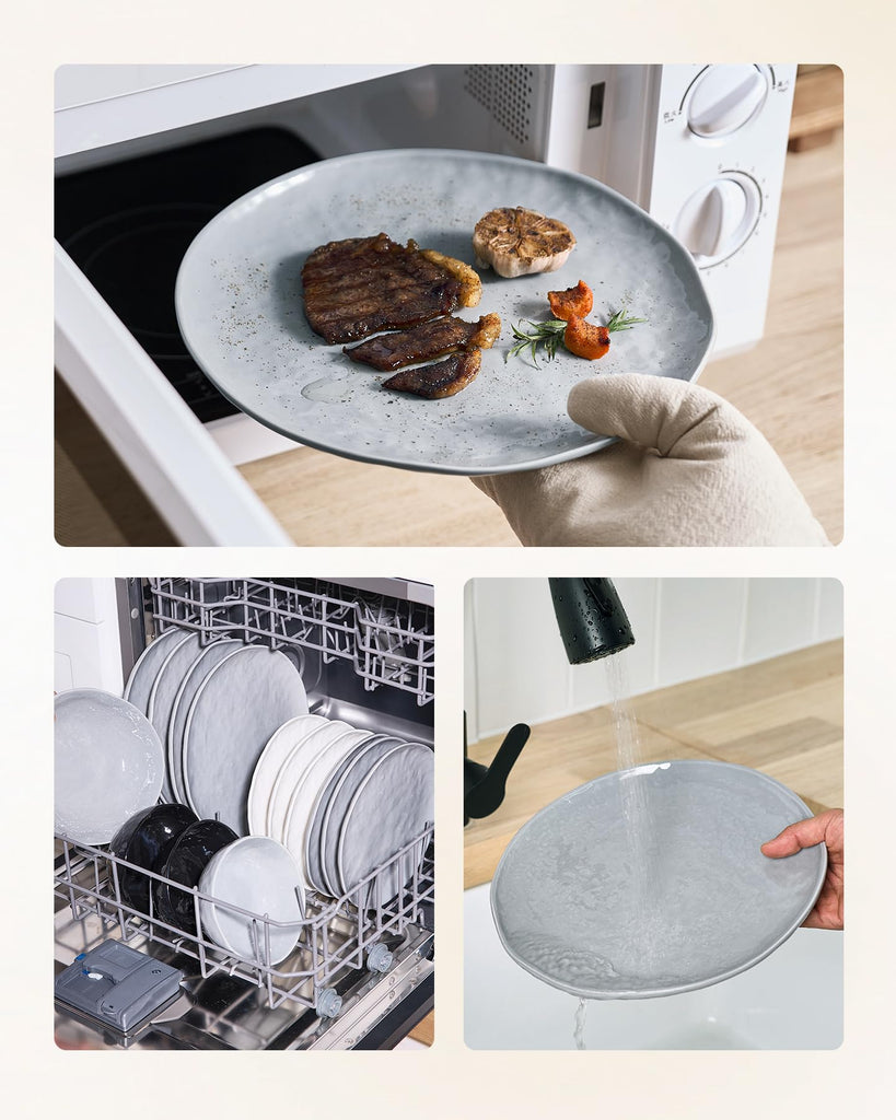 Porcelain Dinnerware Set for 4, 16-Piece, Sleek Grey
