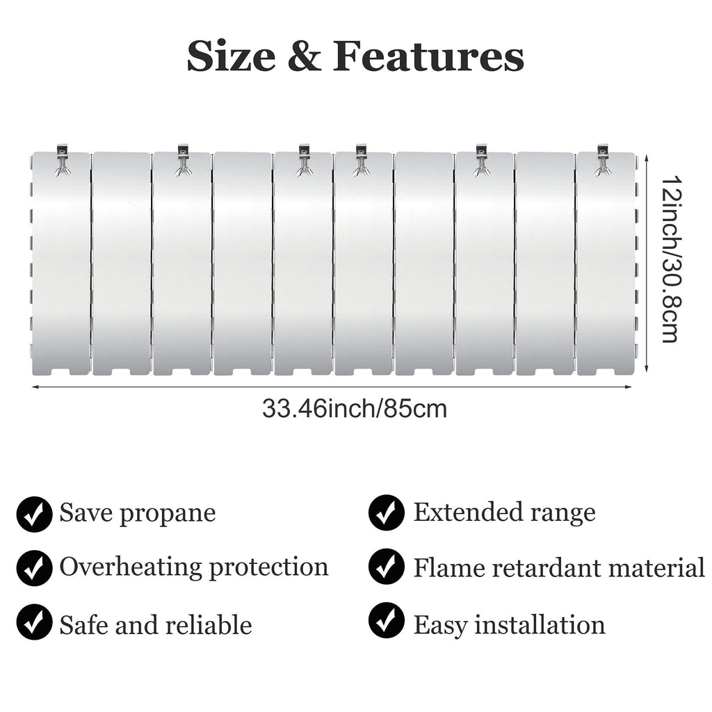 Patio Heater Reflector Shield, Upgraded 12" Height Heat Focusing Reflector for Round Natural Gas and Propane Patio