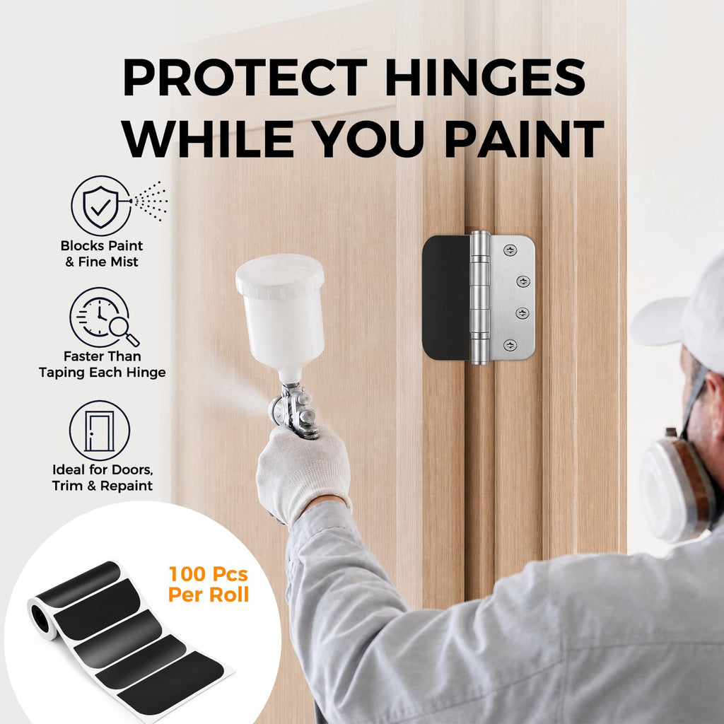 100 Pack 3.5" Door Hinge Masking Covers for Painting