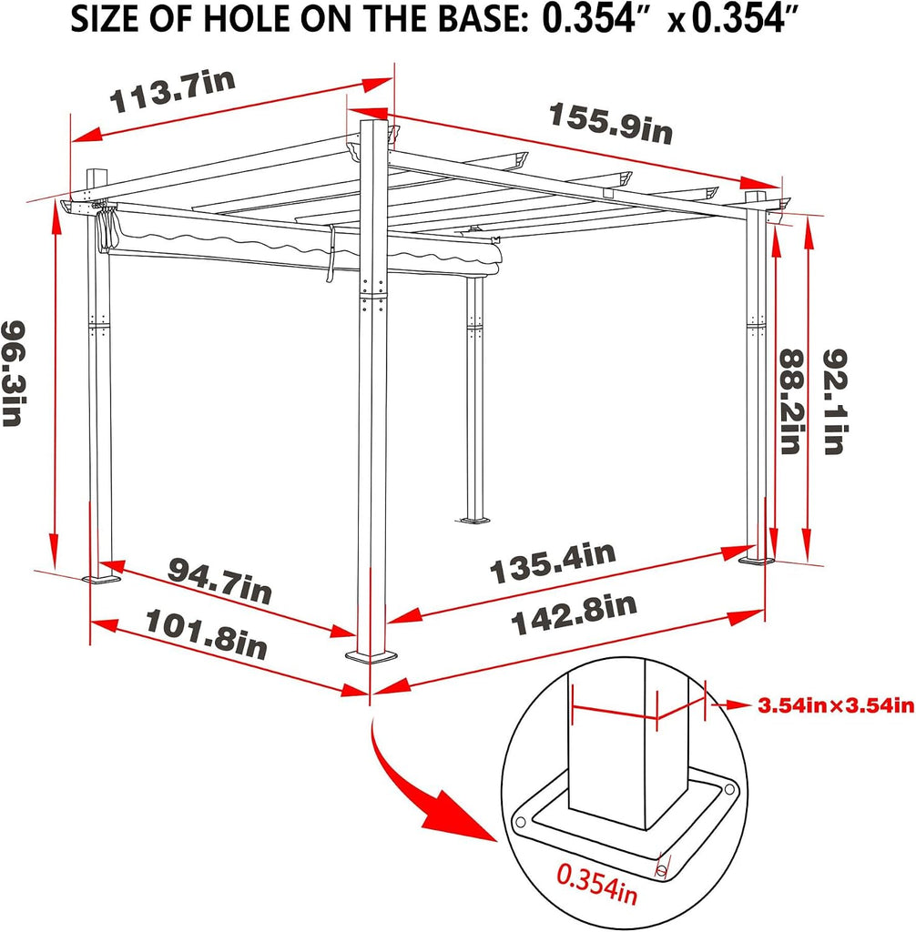 12' X 16' Outdoor Pergola, Aluminum Pergola Patio with Weather-Resistant Canopy for Backyard Deck Garden, Grey