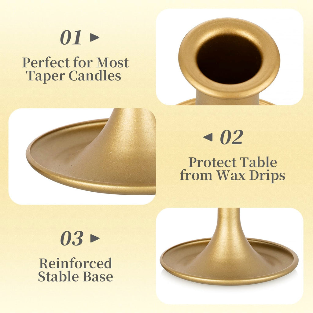 Gold Candlestick Holders: 6PCS Short Brass Candle Holders for Taper