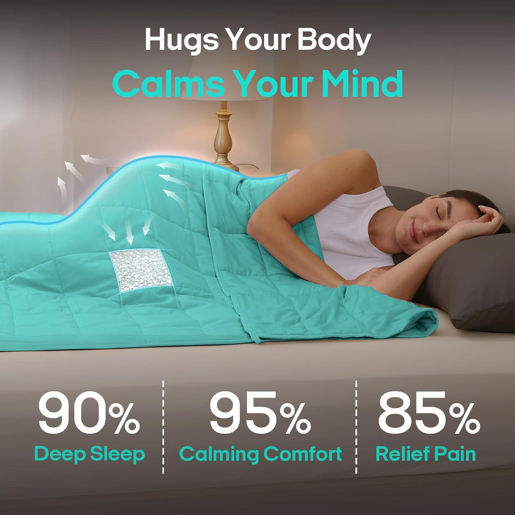 Weighted Blanket for Adults (48"x72", 15lbs, Dark Green)