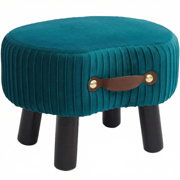 Foot Stools Small, Ottomon with Handle, Velvet Footrest Ottoman