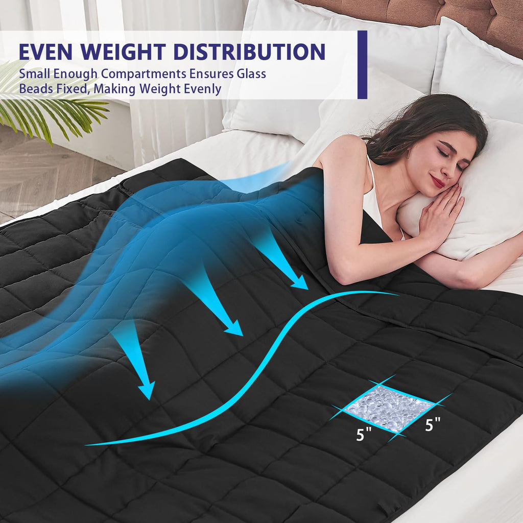 Weighted Throw Blanket for Adults 20lbs Queen, 60" x 80", Black
