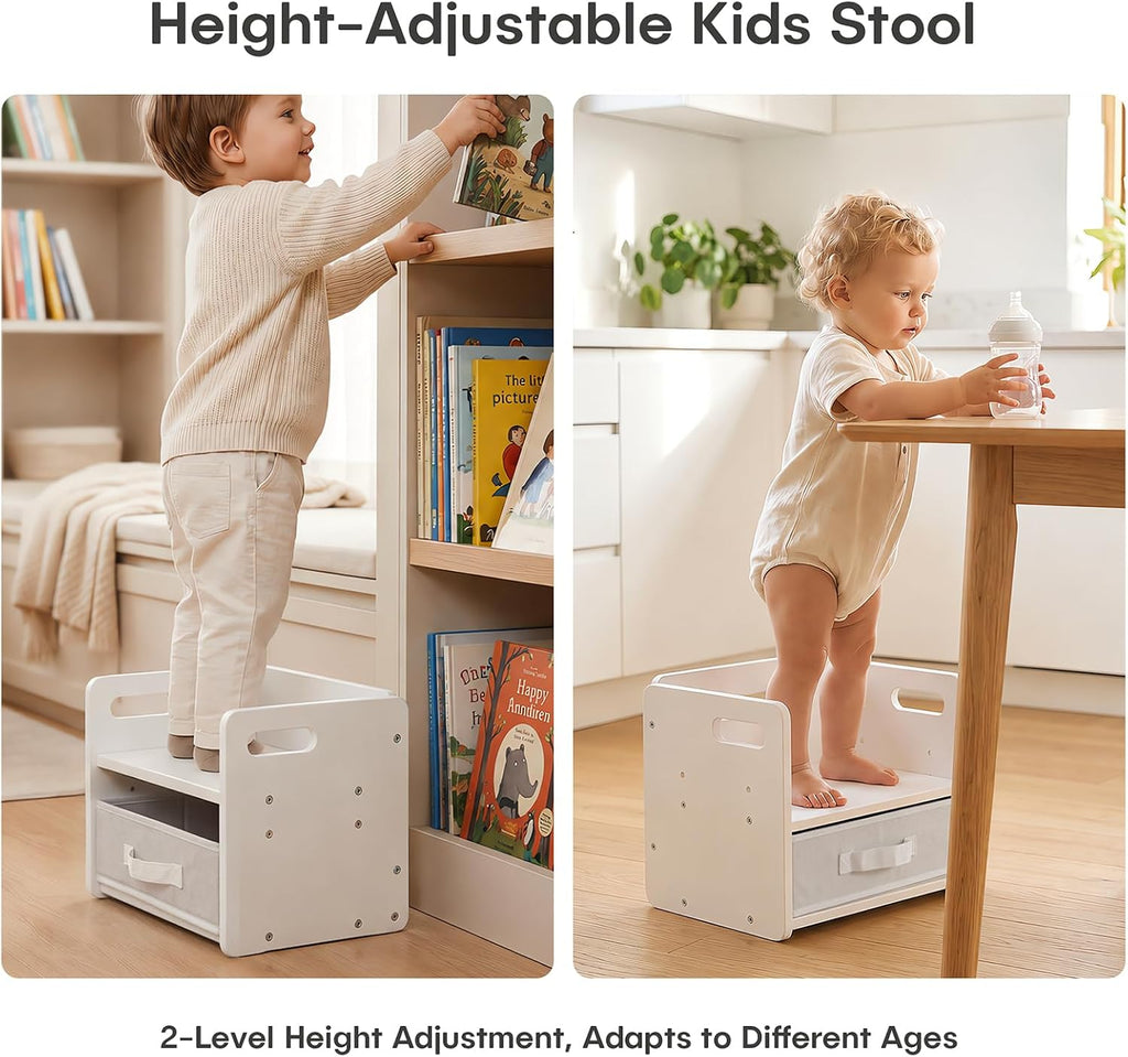 Kids Table and Chair Set with Storage Box & Table Mat - Adjustable Toddler Weaning Table, Wood Kids Furniture for 1-3