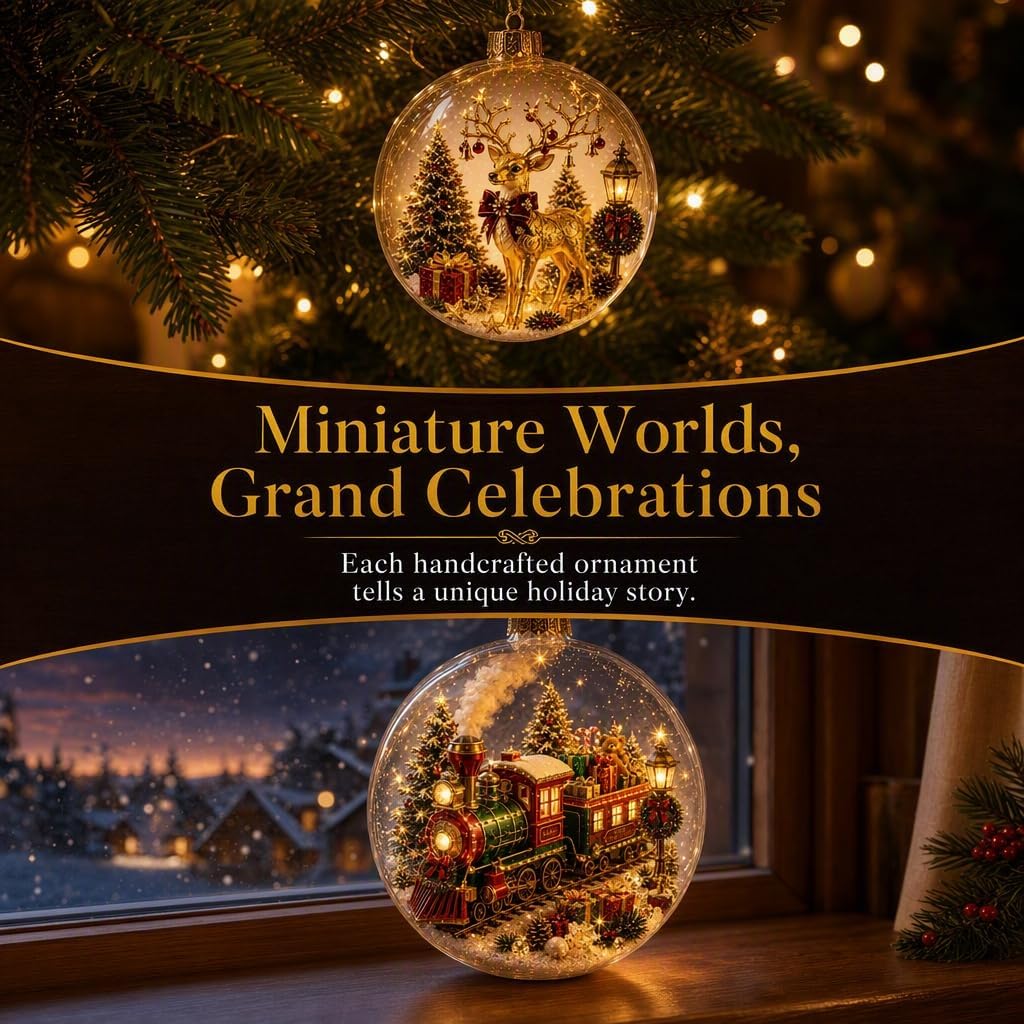 Glowing Christmas Story Ornament, Mini Holiday Scene 3.94In 6 Pack - Set of 6