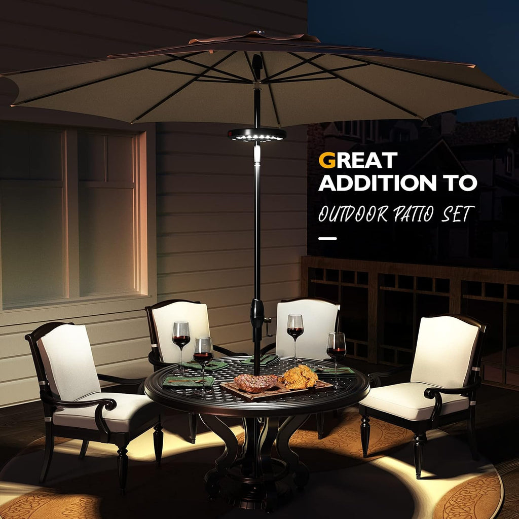 2pcs Rechargeable Patio Umbrella Lights Outdoor Decor | 28 White LED 3 Lighting Modes Table 1.25-1.9inch Pole Light