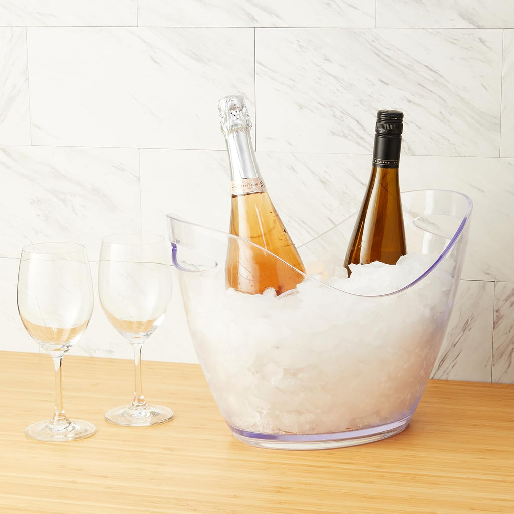 Chill Acrylic Ice Buckets for Parties and Drinks, 2.11 Gallons (8 Liters) Wine Beer Champagne Bucket, Beverage Tubs