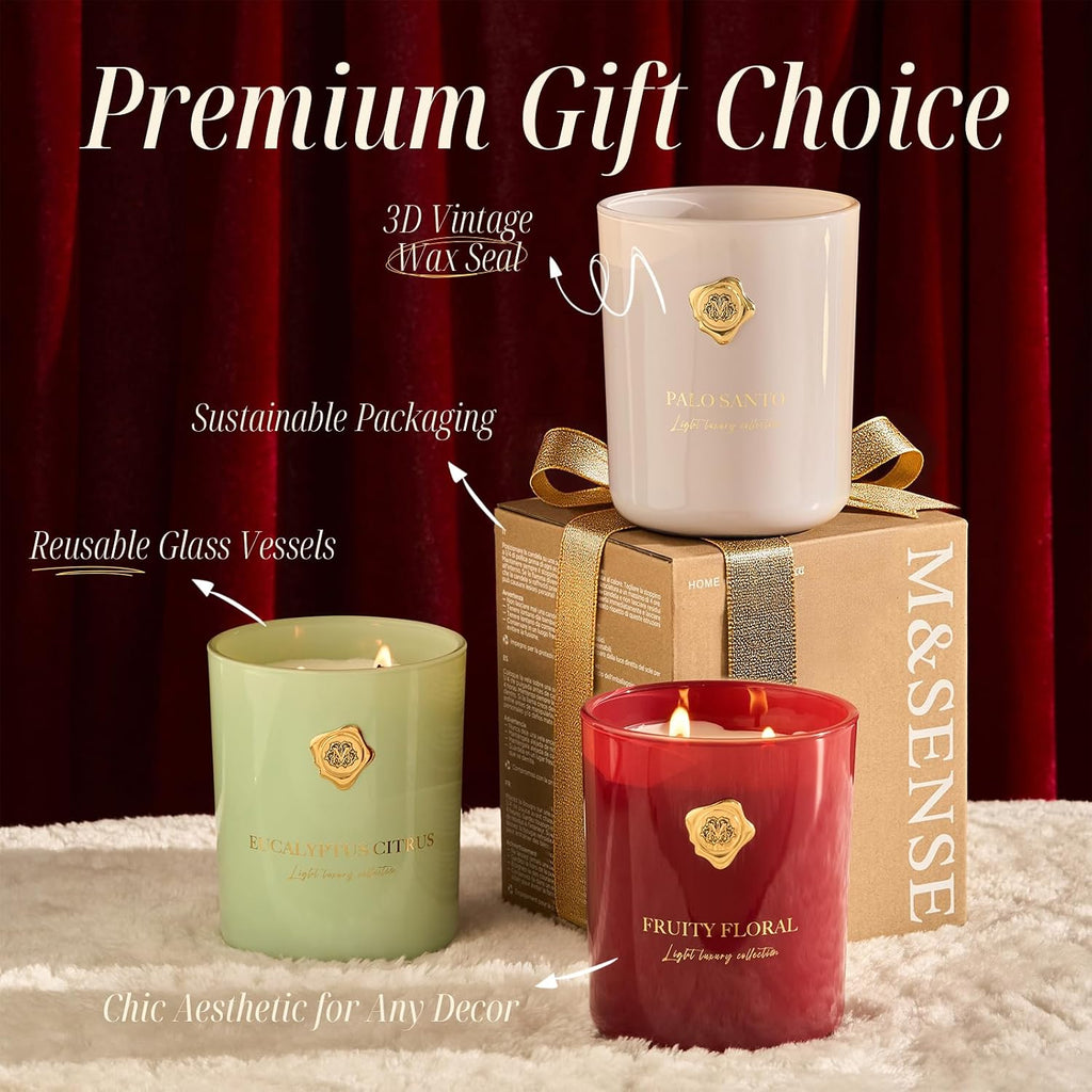 Palo & Santo Scented Candle | 90-Hour Burn, 16.6 oz | Long-Lasting for Mood Healing and Gifting | Natural Non-Toxic