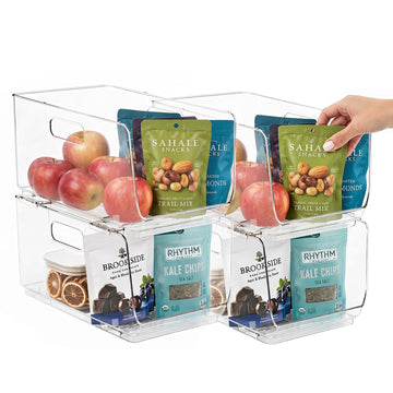Stackable Storage Bins, Front Pantry Organizer, Medium, 4 Pack