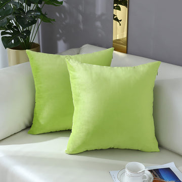Comfy Lime Green Throw Pillow Covers Decorative Square Solid Thick Velvet Super Soft Cushion Cases Home Decor for