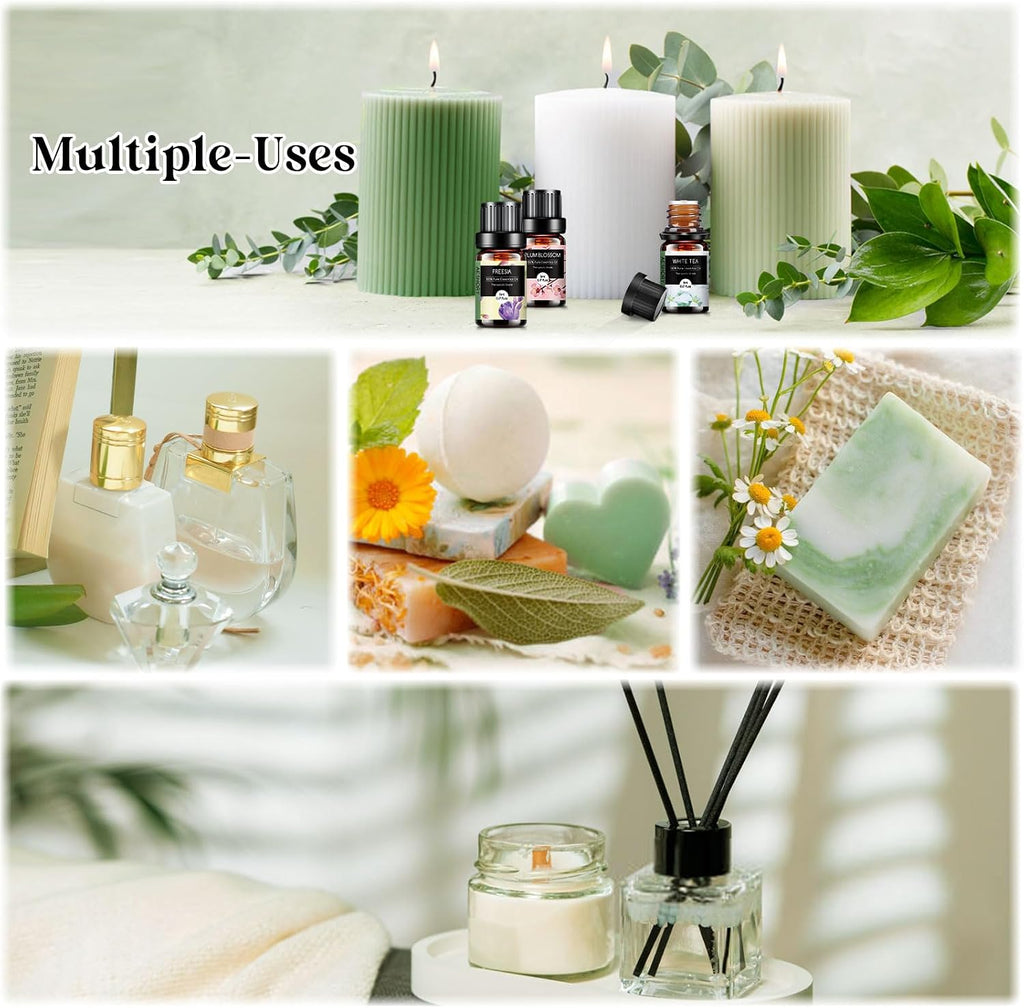 Floral Essential Oils Set - Fragrance Oil for Diffusers, Aromatherapy, Candle Making - Lavender, Geranium - Set of 14