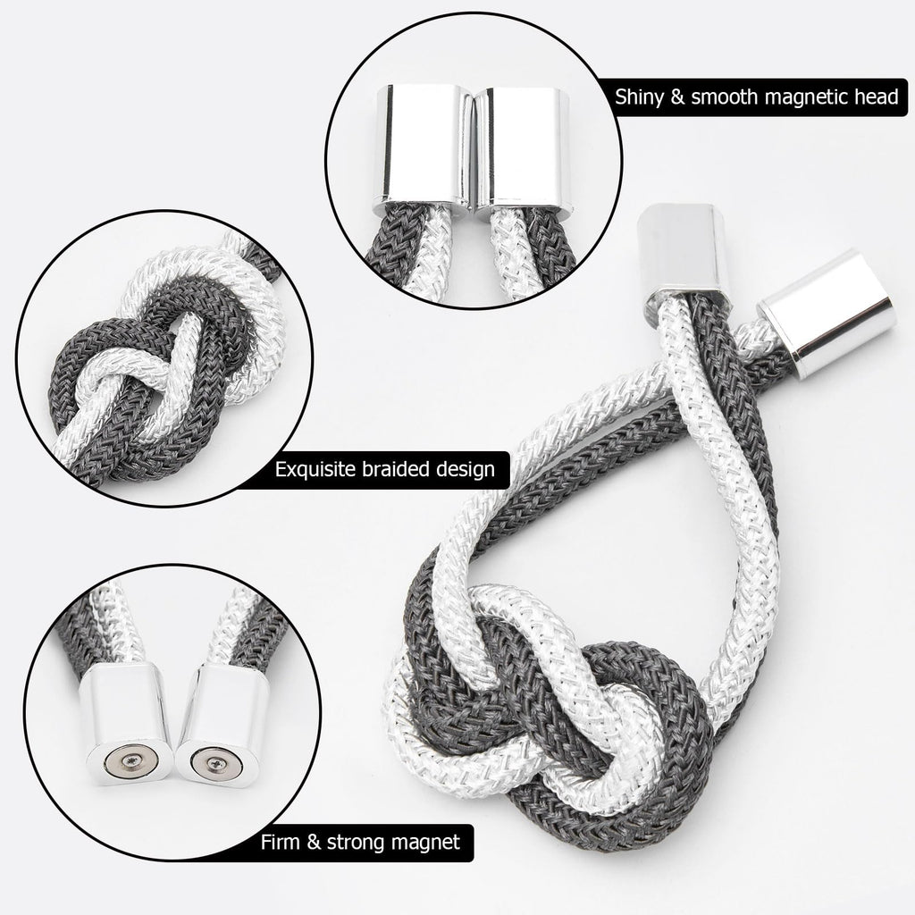 Mini Magnetic Curtain Tiebacks Nordic Simple Style Drape Tie Backs Elegant Hand Weave Rope Knot Decorative - 2 Pack