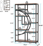 Bookshelf, Industrial 5 Tier Etagere Bookcase