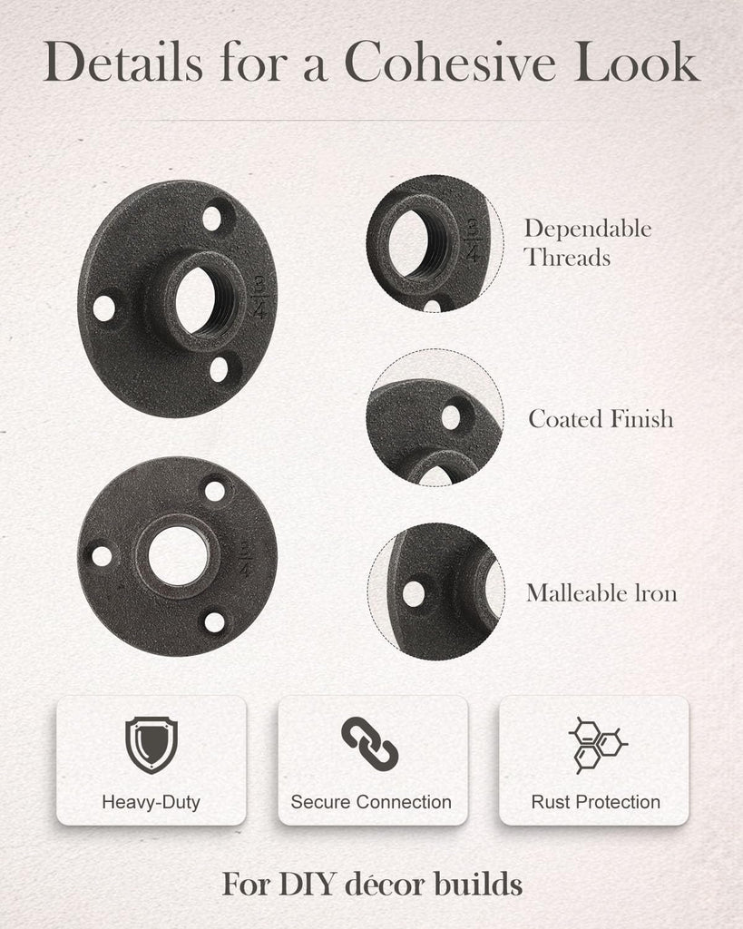40 Pack 3/4 Inch Industrial Malleable Cast Iron Pipe Flange