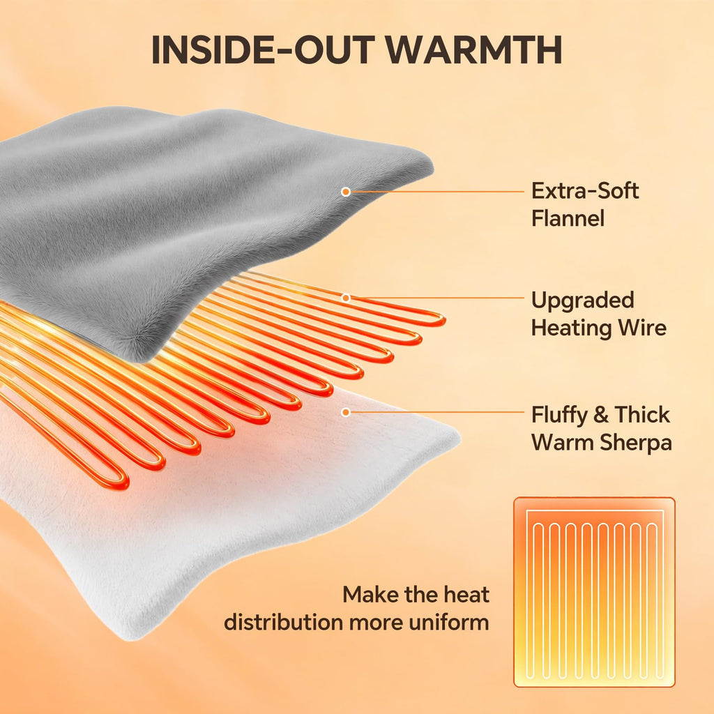 Heated Blanket Queen Size, Dual Control, ETL Certified, Grey