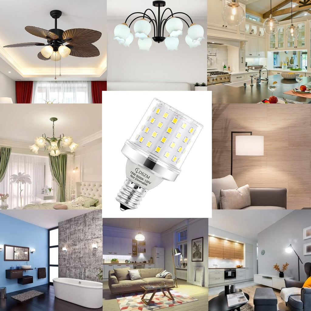 E17 Super Bright LED Bulb,15W Intermediate E17 Base LED G14 Bulbs,120 Watt Equivalent 1200lm 5000K Daylight Ceiling