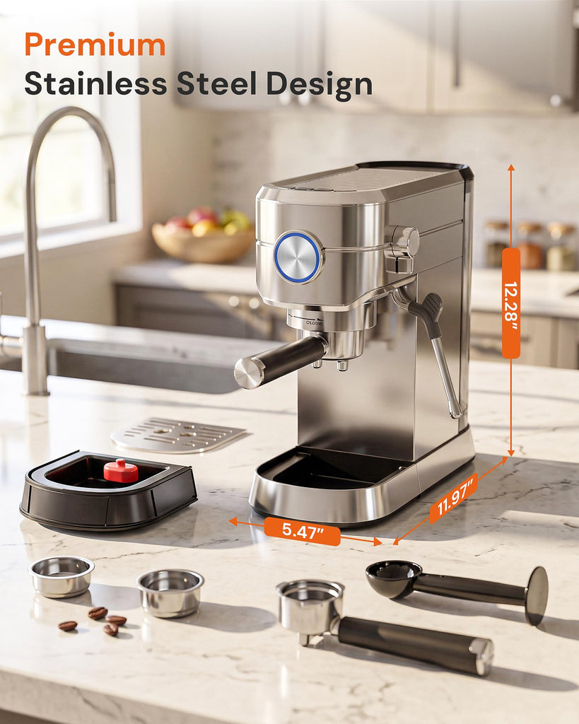 Compact 20 Bar Espresso Machine with Milk Frother