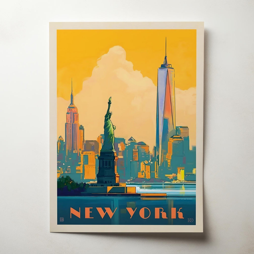 York Vintage Travel Poster, Premium Giclee Fine Prints - Modern Aesthetic Wall Decoration, Eclectic Trendy Boho