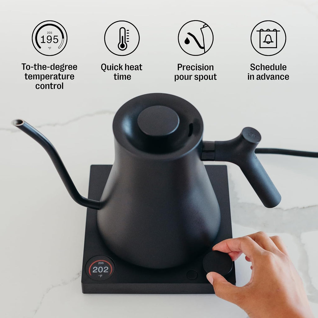 Stagg EKG Pro Gooseneck Electric Kettle, Brew Timer, 0.9 Liter | To-the-Degree Temp Control, Color LCD, Temp Hold