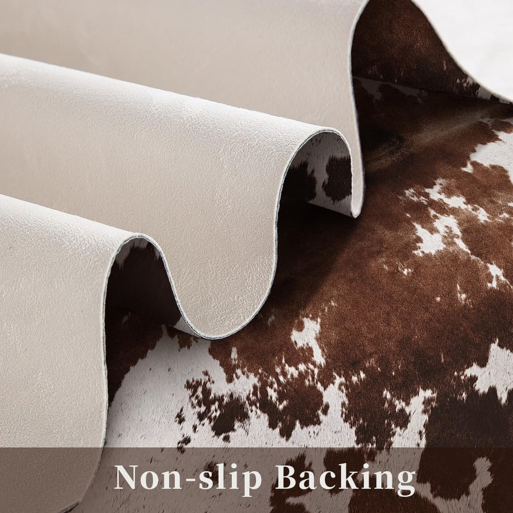 Faux Cowhide Cow Print Rug, Animal Hide Western Decor, 4. .2 Feet