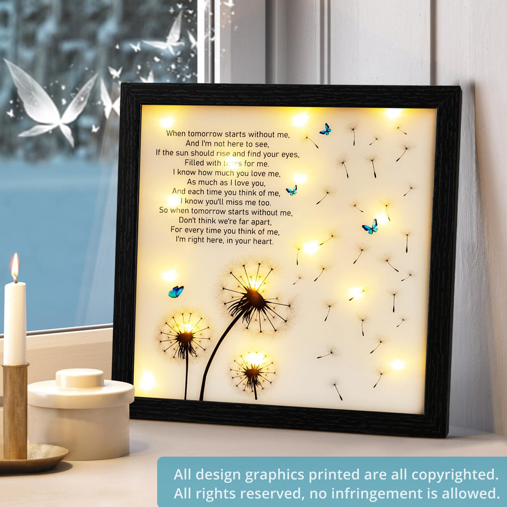 Memorial Gifts LED Shadow Box Sympathy Gift Condolences Grief Dandelion