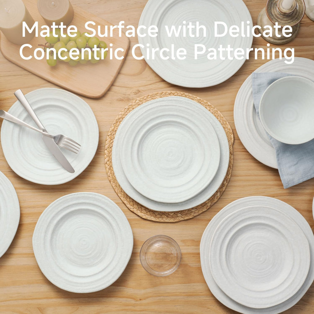 Handmade Stoneware Dinnerware Set, 24-Piece Matte White for 8