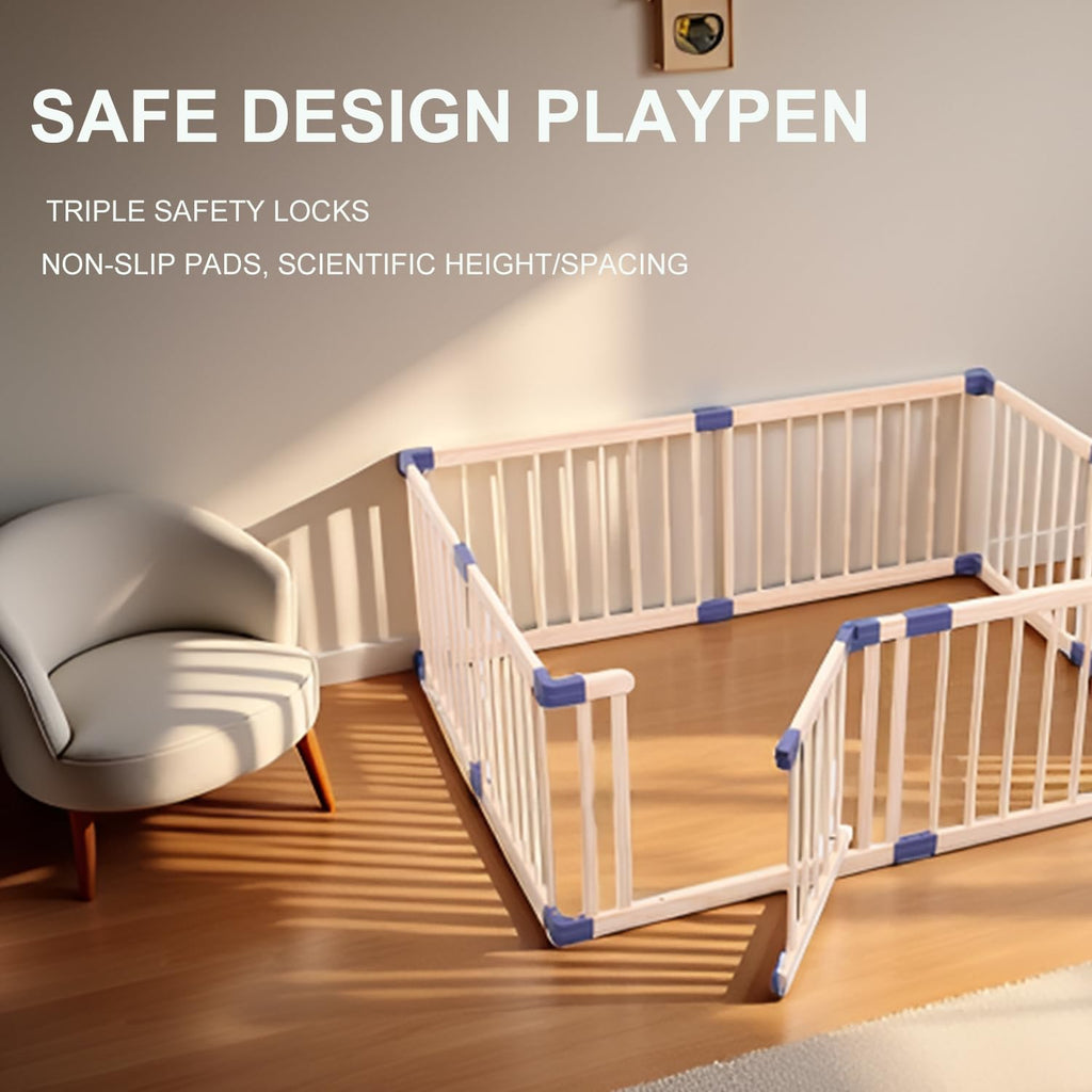 Wooden Playpen,CPC Certified,New Zealand Pine Wood,59.05x70.86Inches