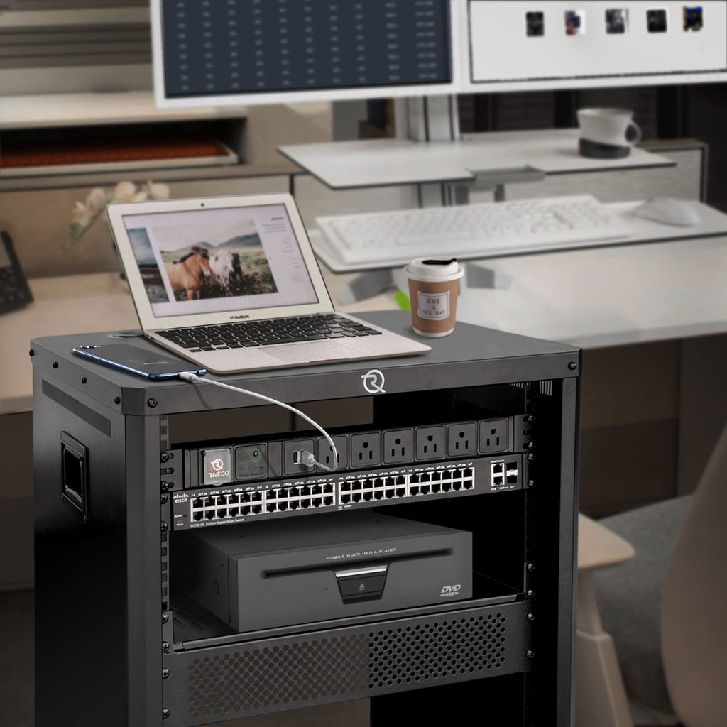 15U Network & Audio Rack with Feet & Wheels, Obtuse Angel Server Rack Cabinet, Rolling Studio Rack Case with