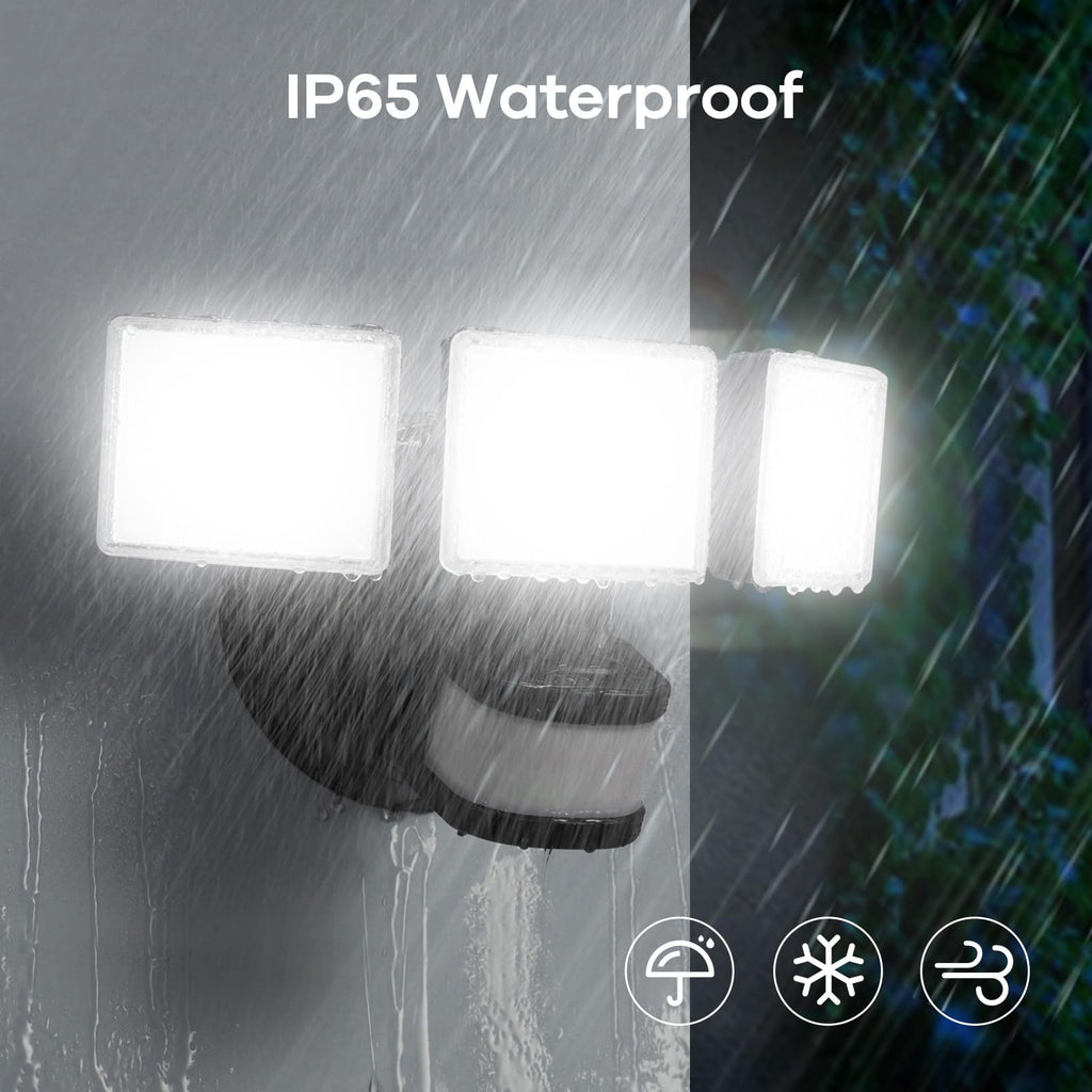Motion Sensor Outdoor Flood Light 42W, Super Bright LED Security Light, Dusk to Dawn/Auto/Manual Modes, IP65
