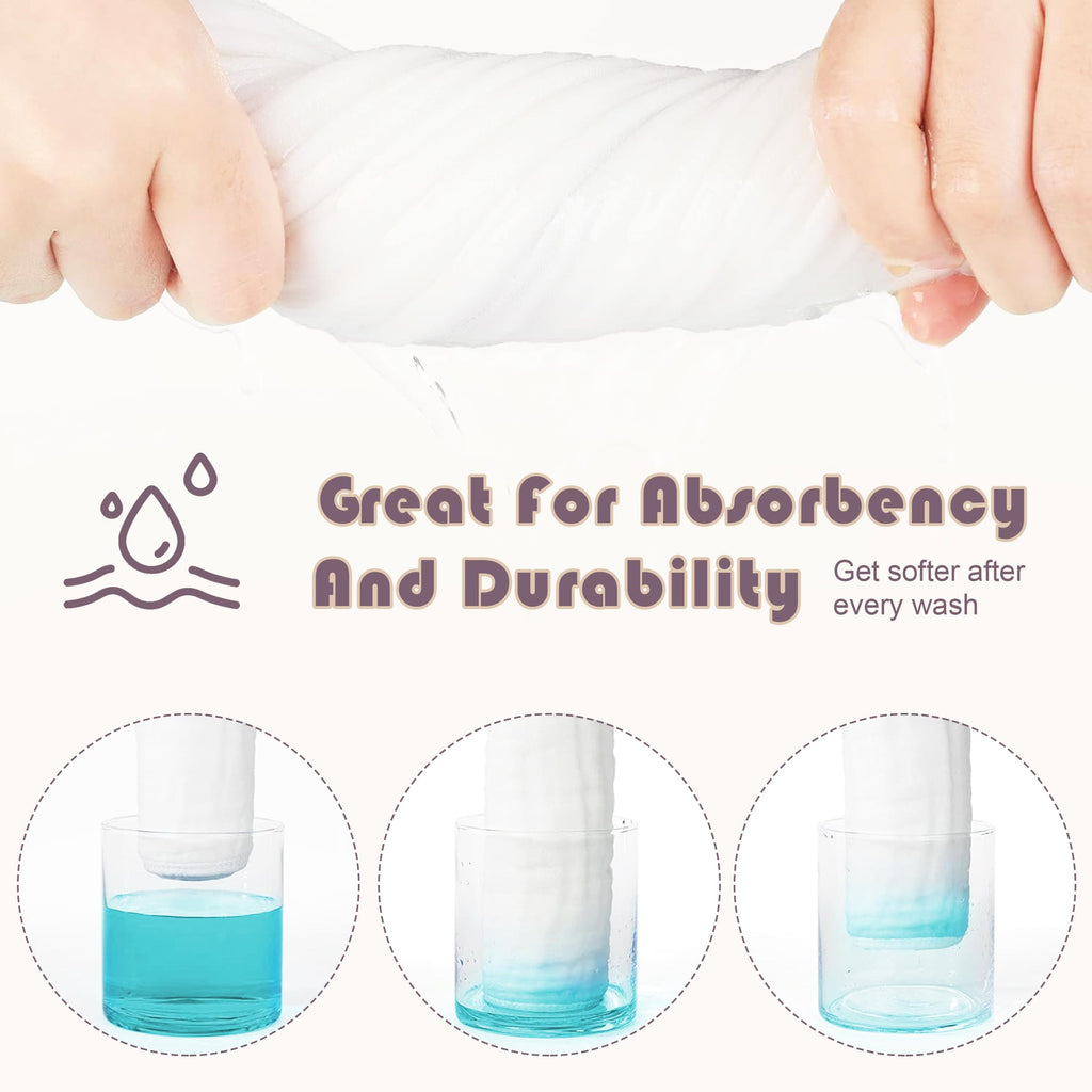 Muslin Burp Cloths Large 100% Cotton Hand Washcloths for Boys & Girls, Baby Essentials Extra Absorbent and Soft