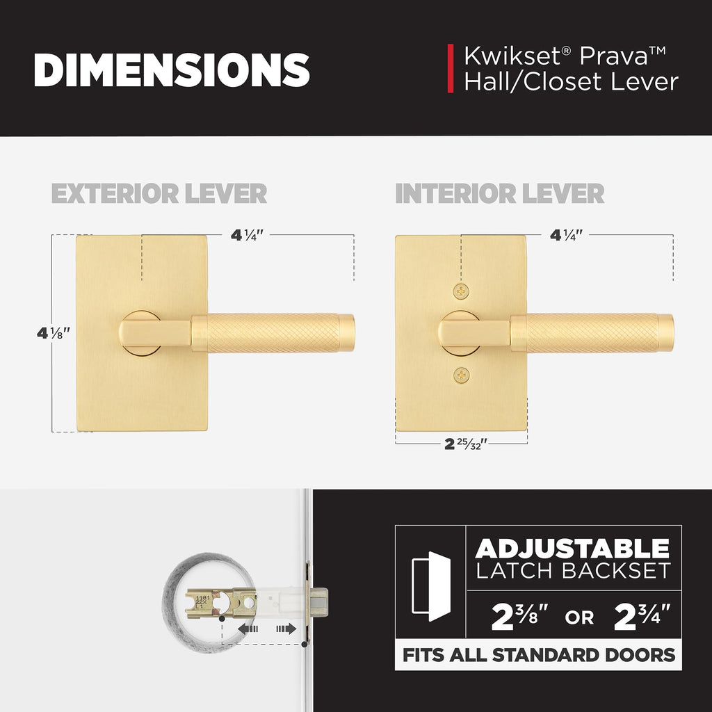 Prava Interior Passage Door Knurled Handle, Lever for Closet and Hallway Doors, Reversible Non-Locking Handle Lever