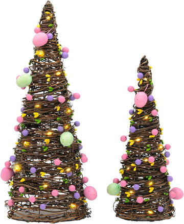 Easter Rattan Table Trees Decor Lighted Easter Decorations