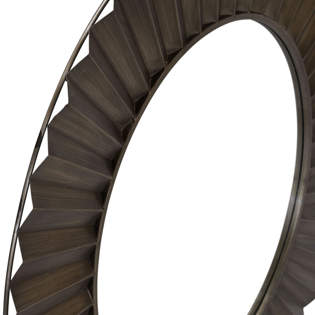 Round Metal Frame Decorative Sunburst Wall Mirror, Bronze
