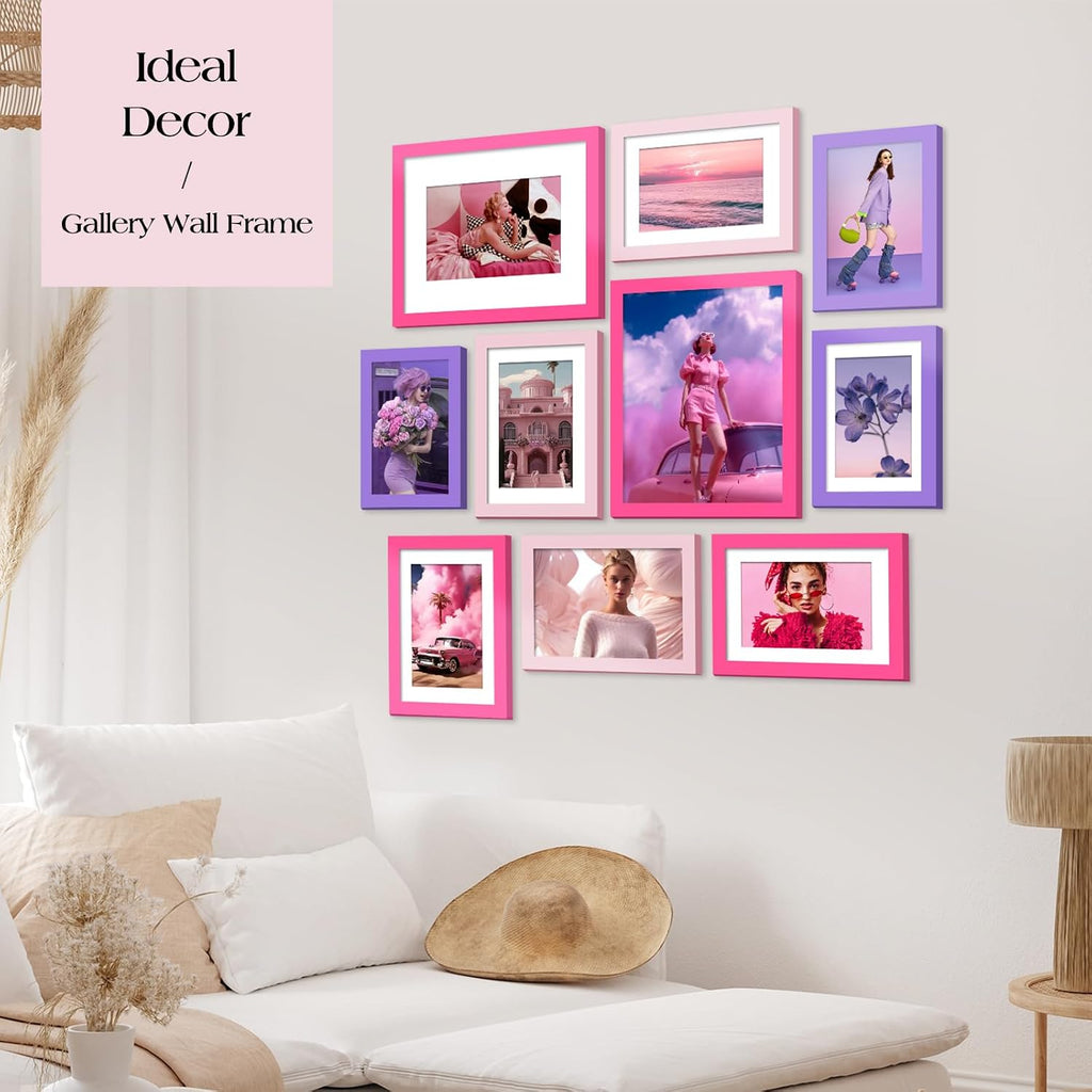 Collage Picture Frames Wall Decor 10 Pack Multi Sizes | Gallery Wall Color Picture Frame Set for Wall or Tabletop