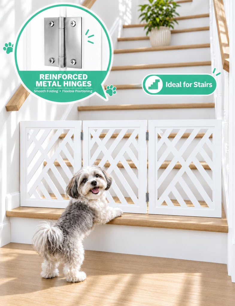 16" Short Dog Gate, Puppy Gate Indoor, Freestanding Small Dog Gate, 3 Panel