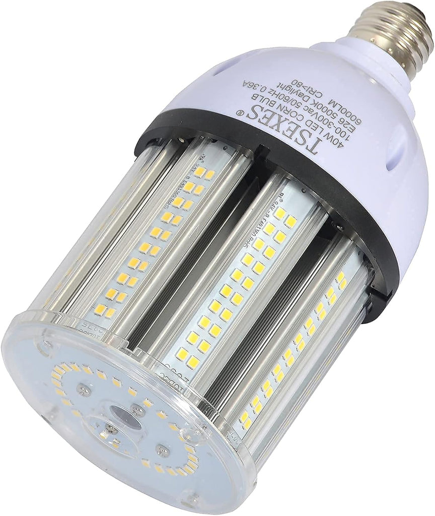 40W LED Corn Bulb,6000LM E26 Base, 5000K Daylight,175-250W HID/HPS Equiv
