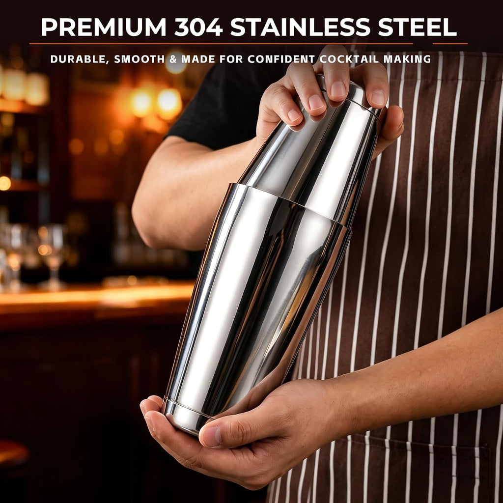 Boston Cocktail Shaker Set 6-Piece Stainless Steel Bartender Kit - Set of 6