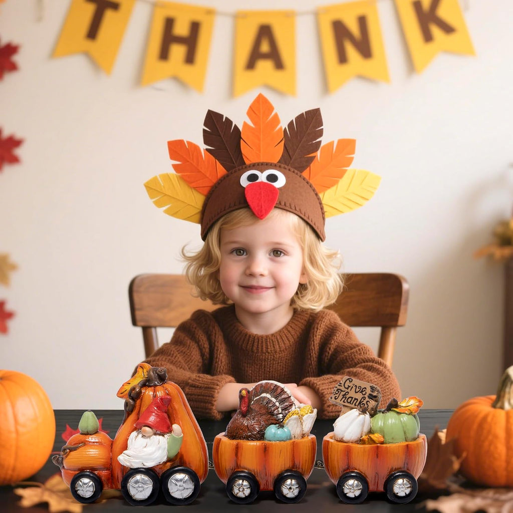 Fall Pumpkin Train Decoration Indoor,Thanksgiving Gnome Centerpiece