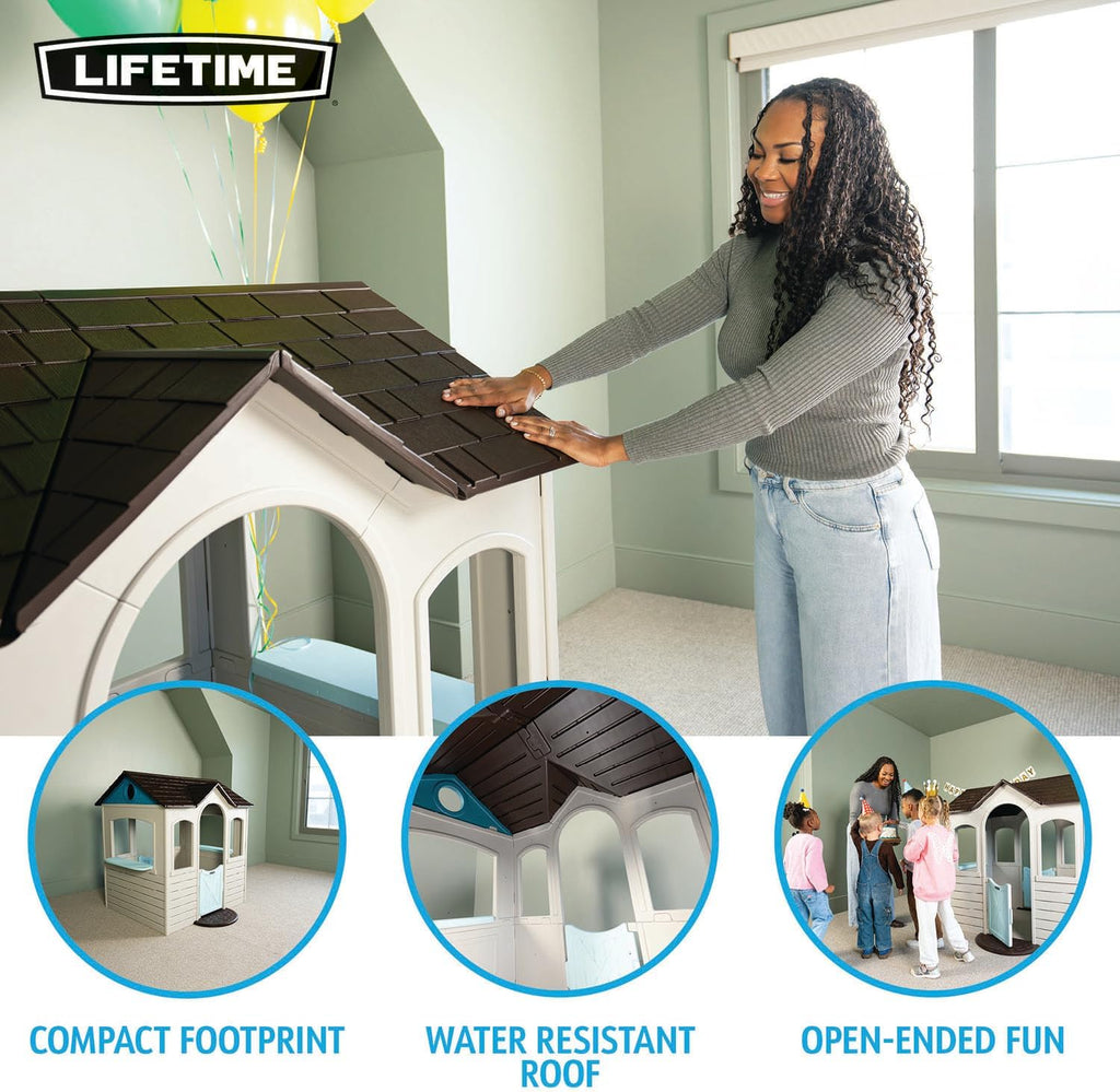 Indoor Outdoor Kids Playhouse, Two Store Windows & Farm‐Style Half Doors, Spacious Interior, Easy Snap Together No