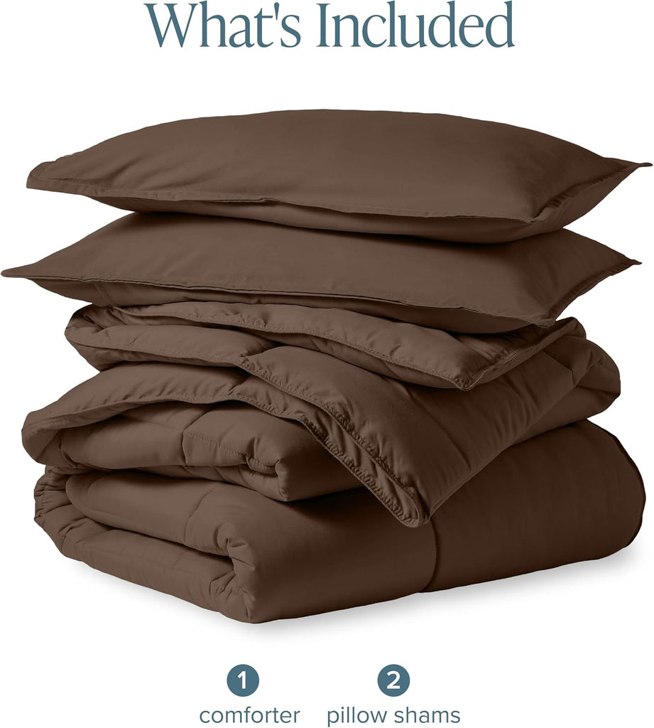 Comforter Set - Queen - Ultra-Soft - Goose Down Alternative - Premium 1800 Series - All Season Warmth (Queen, Cocoa)