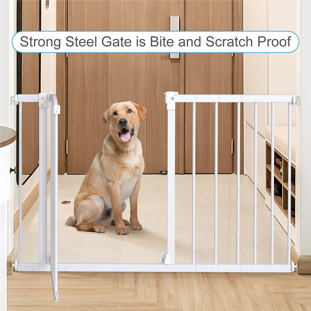 Great Gates Pet Gate - Durable Steel Gate for Stairs - Self-Closing Door & 2-Step Child Proof Lock - Wall-Friendly