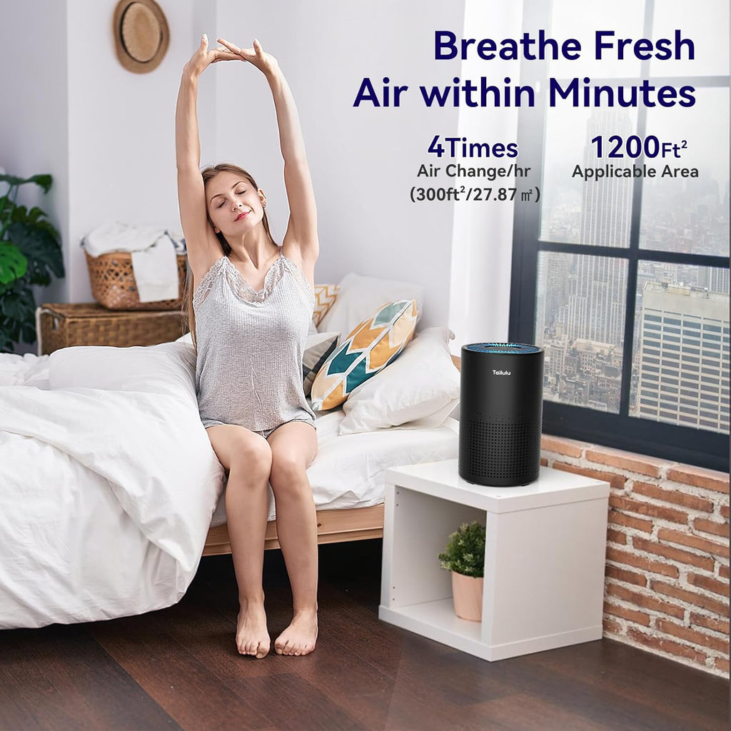 Air Purifiers for Bedroom Home, H14 True HEPA Air Purifier Filter, Quiet Air Cleaner With 12dB Sleep