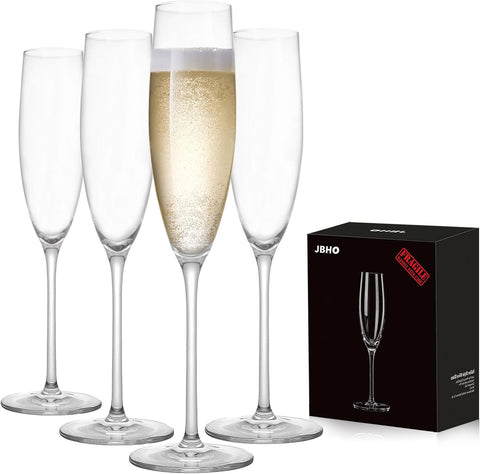 Champagne Glasses-Elegant Flutes-Gift-Box-Hand Blown Champagne Flutes Glass-100% Lead-Free Premium Crystal - Gift